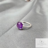 Amethyst Gemstone Ring, Silver Plated Ring, Amethyst Ring, Amethyst Ring, Gift For Women, Boho Hippie Ring, Minimalist Ring, Statement Ring